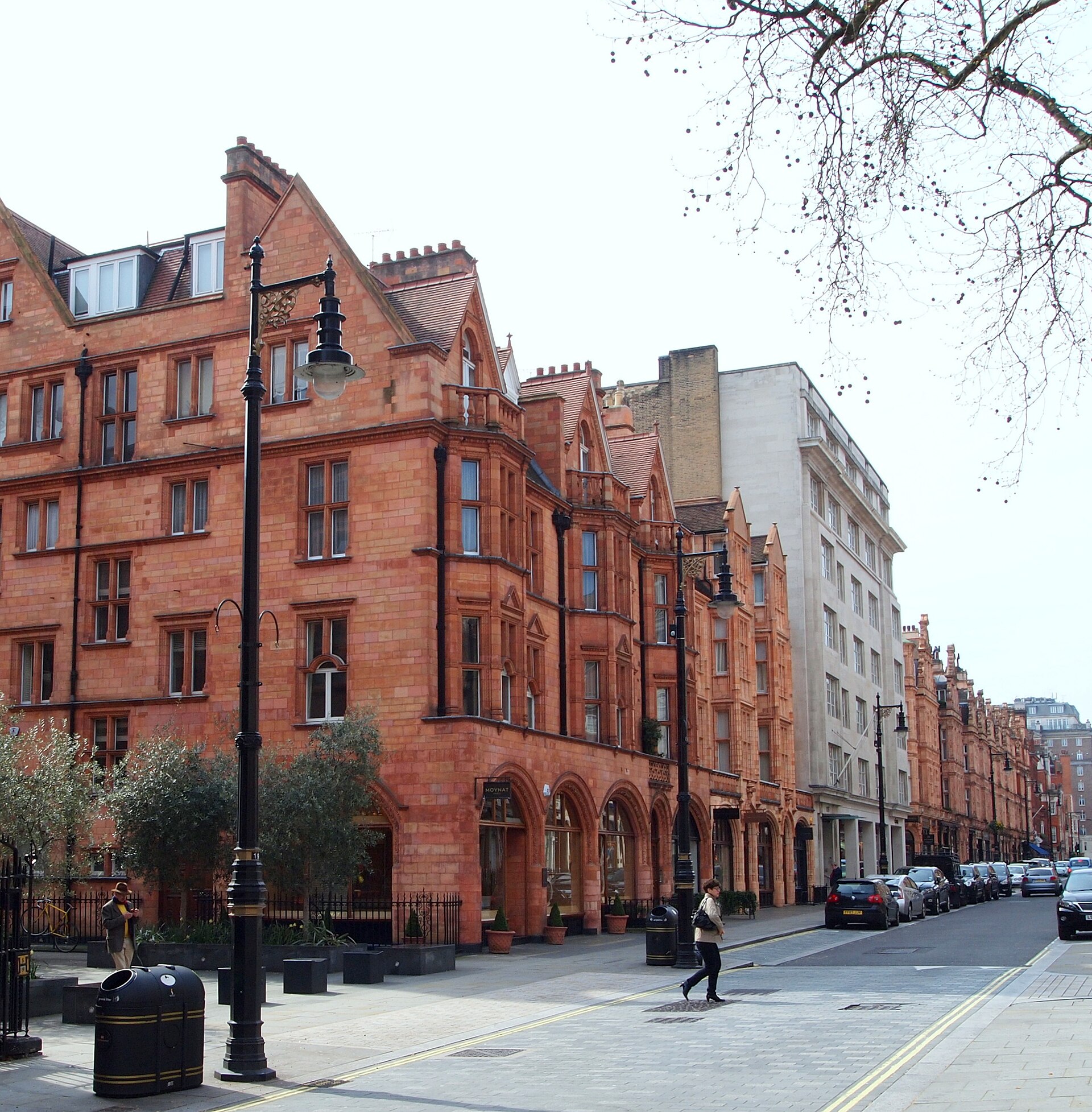 Luxury shopfronts along Mount Street in Mayfair