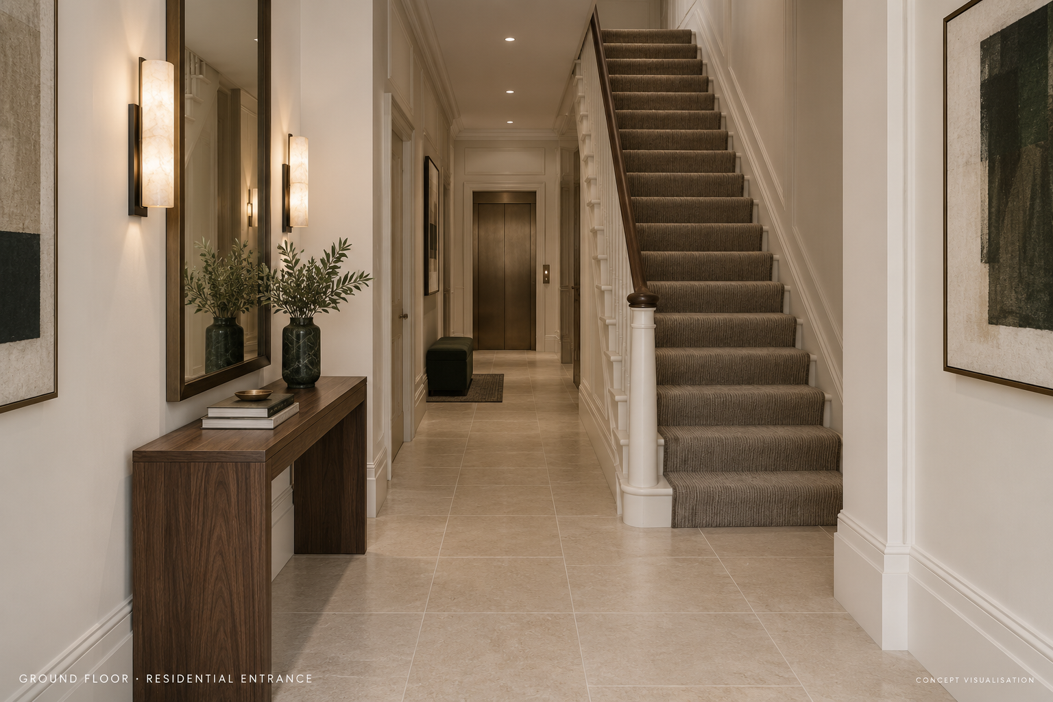 Concept visualisation of the proposed residential entrance and arrival sequence
